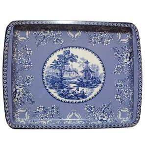 Vintage Daher Decorated Ware Tin Tray Floral Blue.